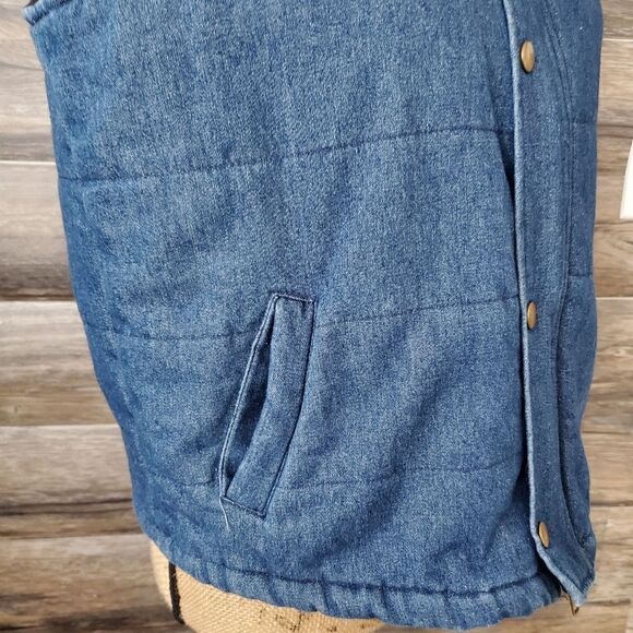 E 2 Western Denim Puffer Jacket Large Full Zip Button - Picture 6 of 9